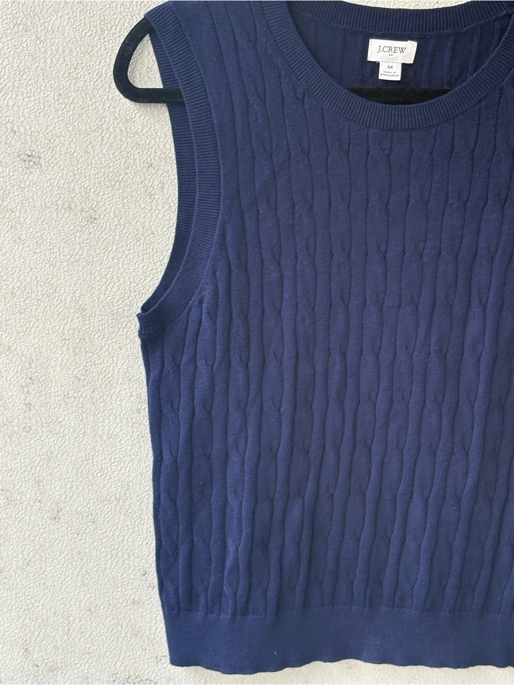 J.Crew Navy Cable Knit Cotton Sweater Vest M Preppy Academia. - Picture 7 of 11